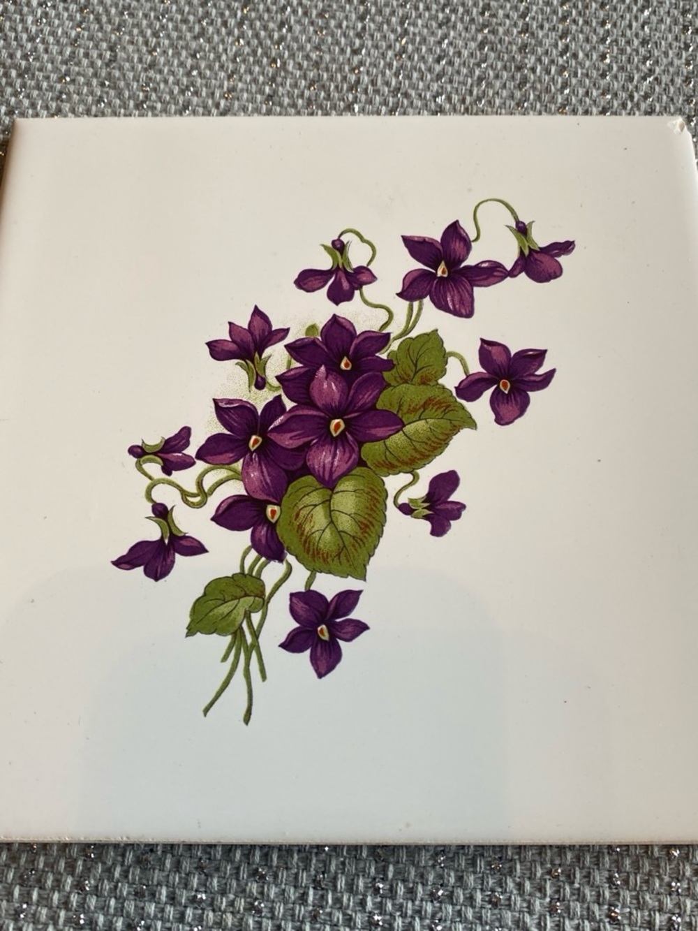 Purple Floral Decorative Tile Accent - Home Accents Decor